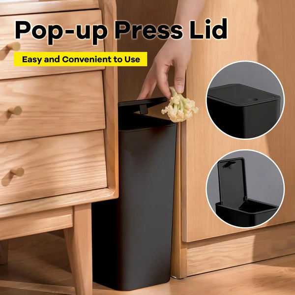 ⭐ 10L Modern Press Lid Pop-Up Trash Can