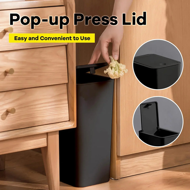 ⭐ 10L Modern Press Lid Pop-Up Trash Can
