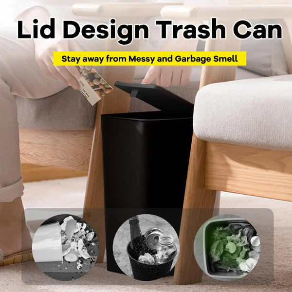 ⭐ 10L Modern Press Lid Pop-Up Trash Can