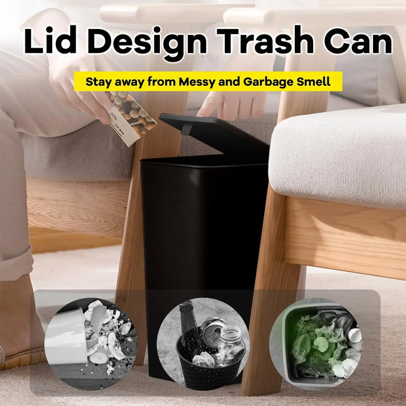 ⭐ 10L Modern Press Lid Pop-Up Trash Can