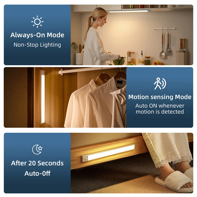 ⭐ Premium Aluminum Motion Sensor Cabinet Light