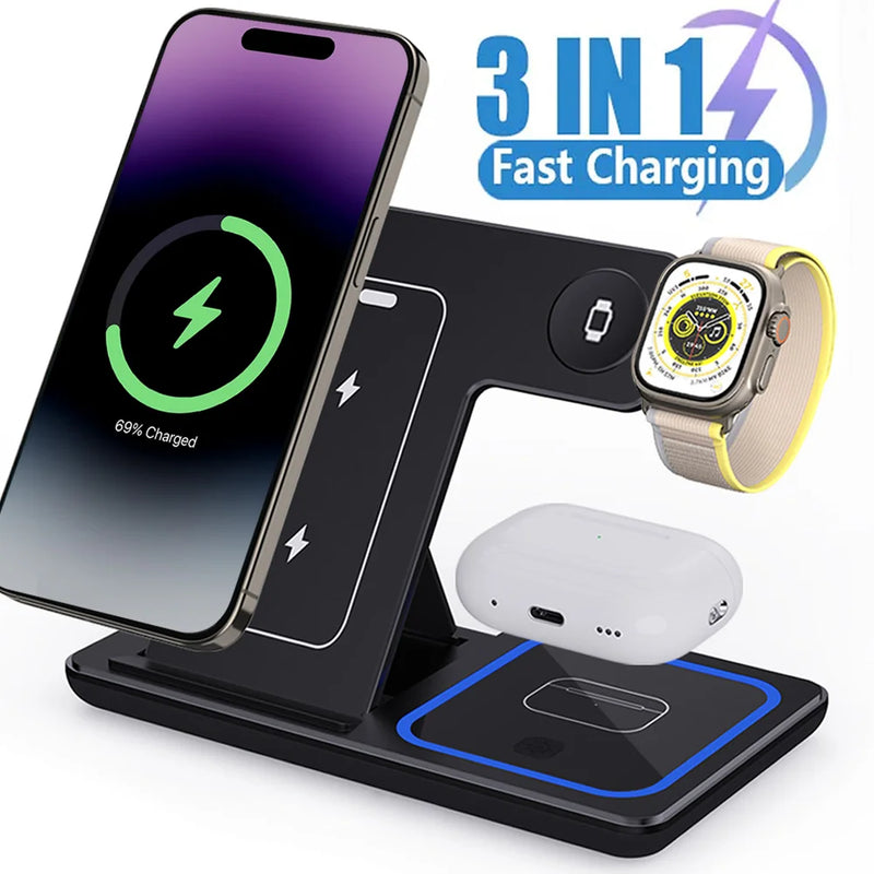 ⚡ 3-in-1 Night Light Wireless Charger Stand