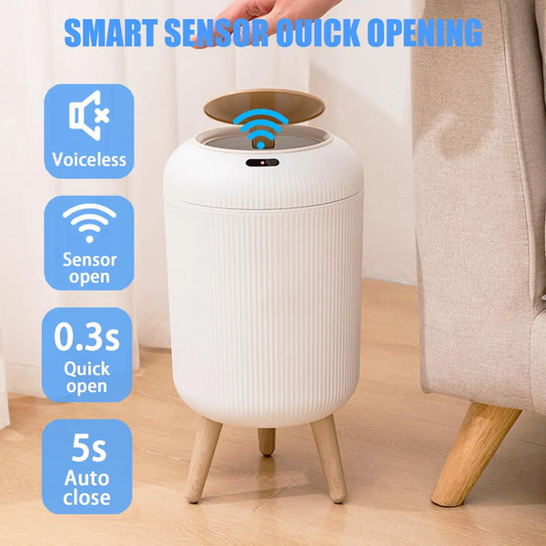 ⭐ Smart Motion Sensor Plastic Trash Can with Lid