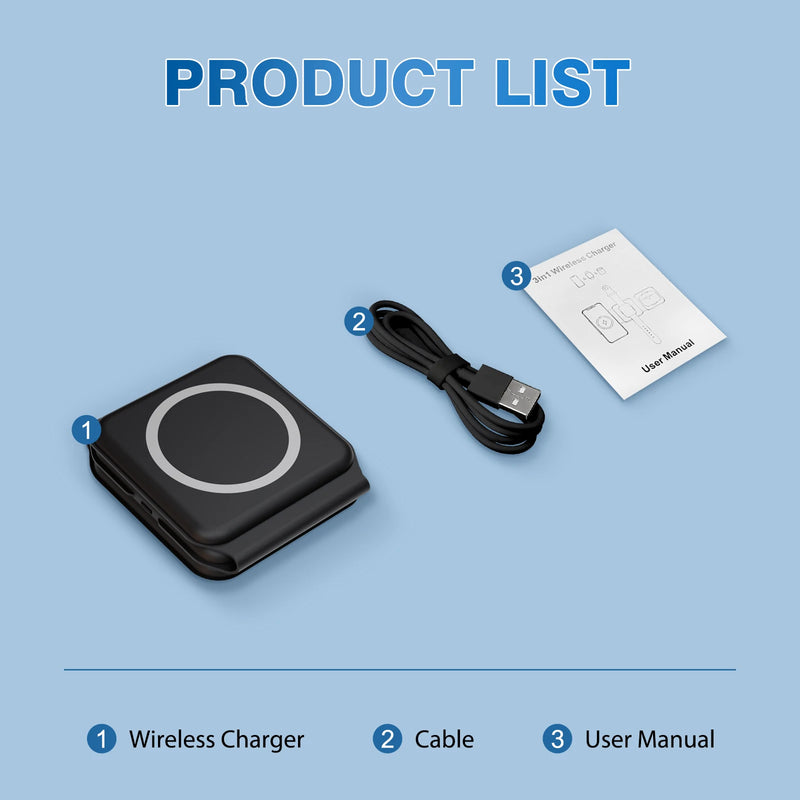 ⭐ 3-in-1 Foldable Magnetic Wireless Charging Station