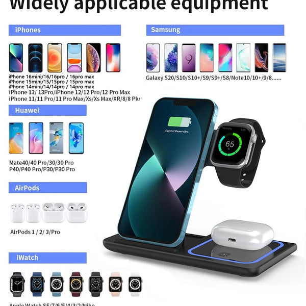 ⚡ 3-in-1 Night Light Wireless Charger Stand