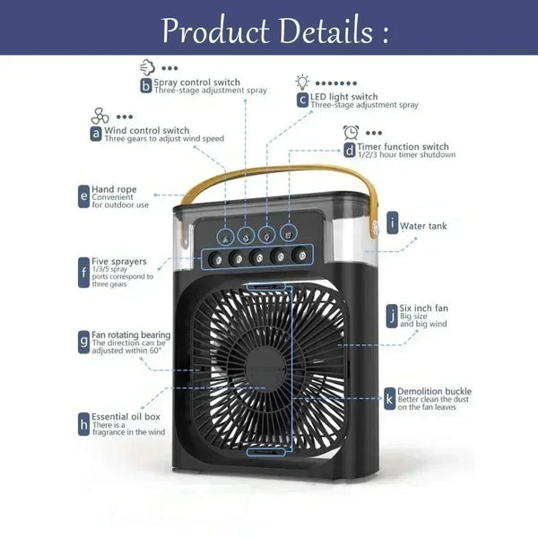 ⭐ 3-in-1 Portable Mini Air Cooler & Humidifier