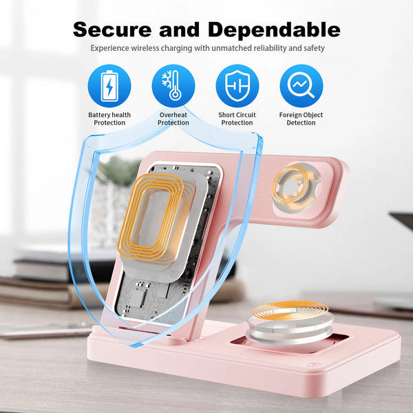 3-in-1 Premium Magnetic Wireless Charger Stand
