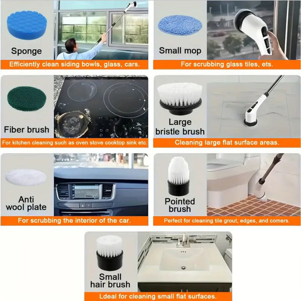 ⭐ Electric Spin Scrubber with 7 Replaceable Brush Heads