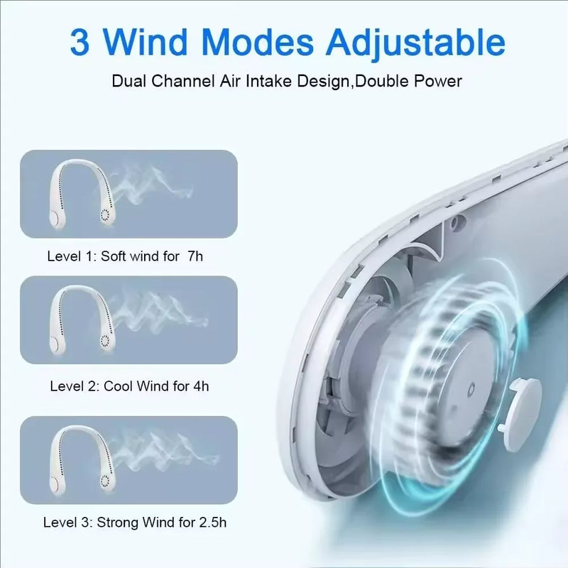 ⭐ Portable Mini Neck Mounted Bladeless Fan