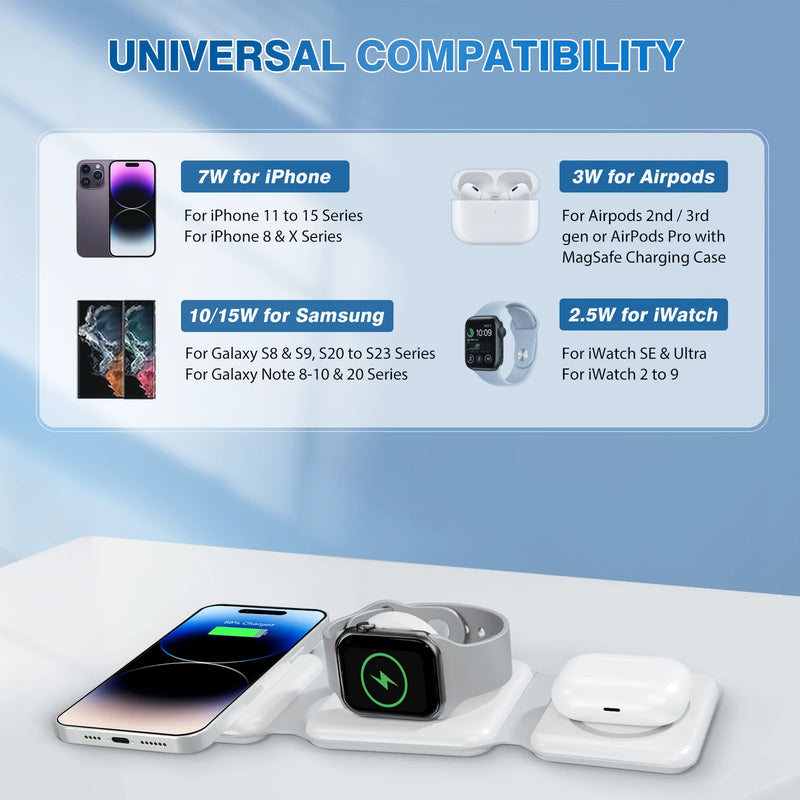 ⭐ 3-in-1 Foldable Magnetic Wireless Charging Station