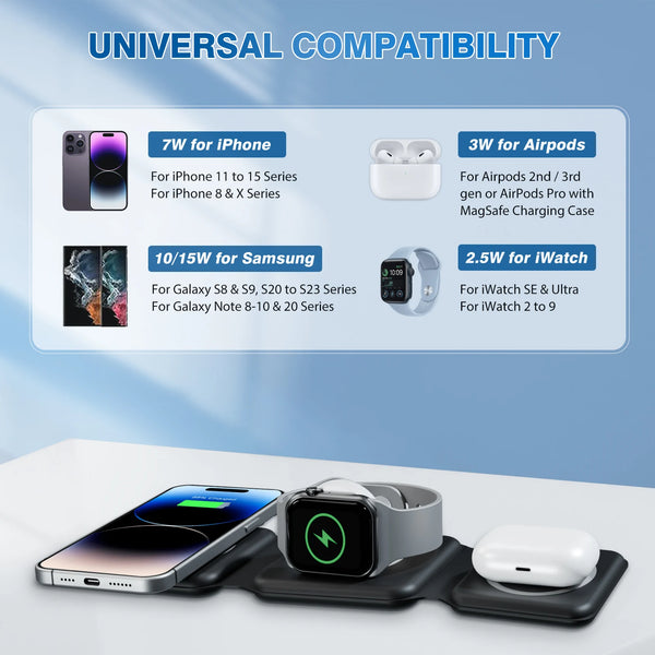 ⭐ 3-in-1 Foldable Magnetic Wireless Charging Station