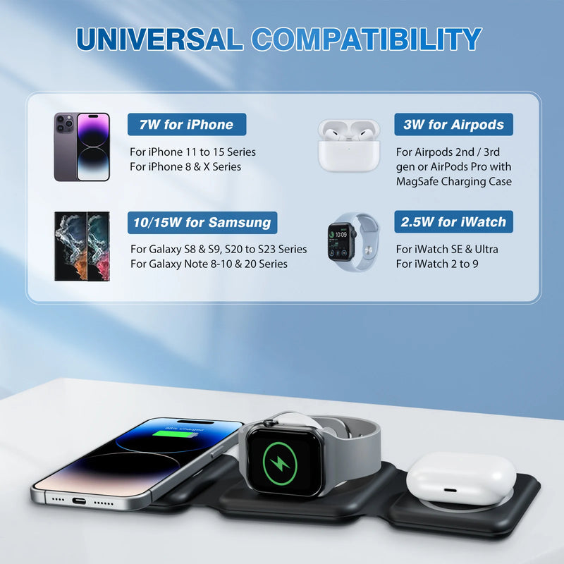 ⭐ 3-in-1 Foldable Magnetic Wireless Charging Station