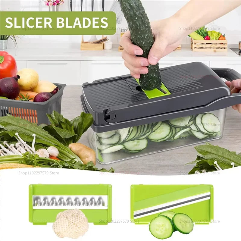 🔪 Multifunctional 4-in-1 Vegetable Chopper & Slicer
