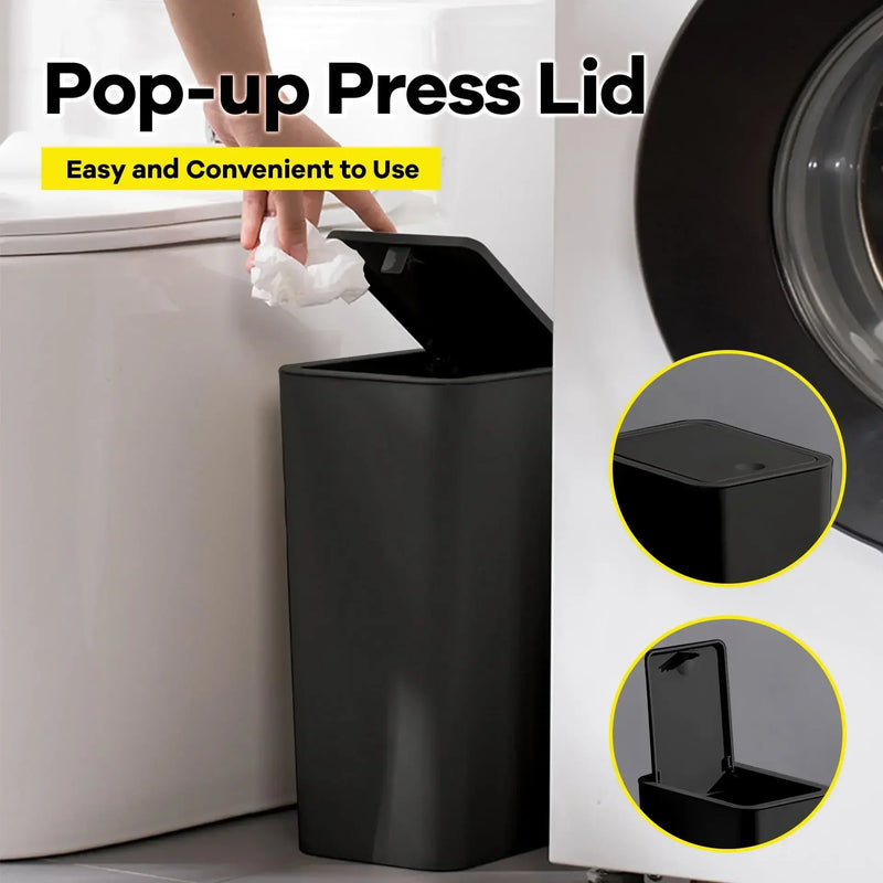 ⭐ 10L Modern Press Lid Pop-Up Trash Can